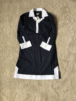 J Crew Navy Cotton Shirt Dress Sz 2