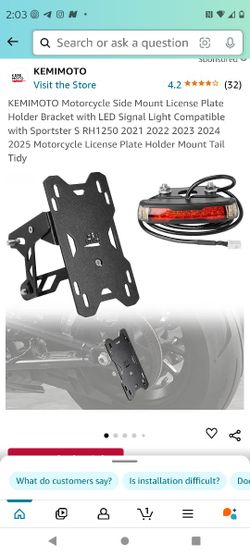 KEMIMOTO Motorcycle Side Mount License Plate Holder Bracket with LED Signal Light Compatible with Sportster