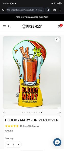 Pins & Aces Bloody Mary Golf Driver Cover