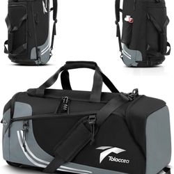 Tolaccea Gym Bags for Men Women, 45L Large Travel Duffel Bags with Shoe Compartment & Wet Pocket, Weekender Overnight Carry On Backpack Duffle Bag for