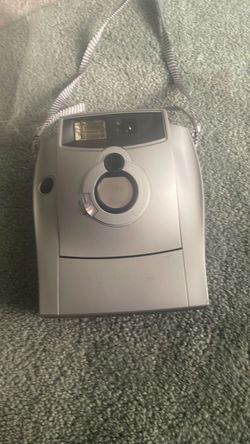 Silver Instant Film Camera with Strap