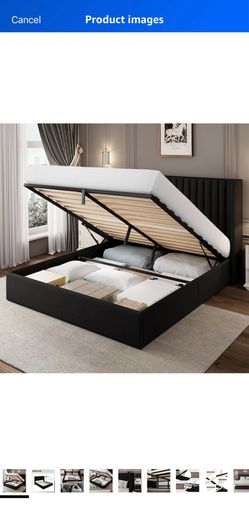 Black queen size pull up bed frame