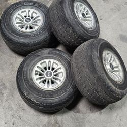Golf Cart Wheels, Tires And Hub Caps.  Great Shape 