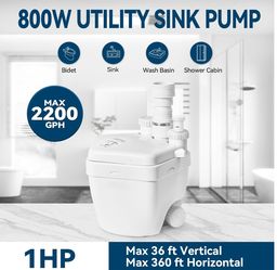 Upgraded 1 HP Utility Sink Pump with PCB Function Upflush to 36FT 2200GPH Under Sink Pump