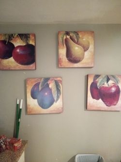 Set of 4 Fruit Canvas Wall Art Prints