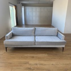 West Elm Frost Gray Velvet Andes 77” Sofa - 🚚 DELIVERY AVAILABLE // ONLY $50 DOWN 💸