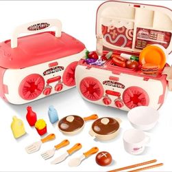 Brand new Pretend Play Kitchen Accessories Playset, 29Pcs Kids Play Kitchen Toys with Play Pots and Pans, Music Table Toys, Cut Play Food Set, Canned