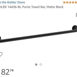 Kohler Purist 24” Inch Towel Bar Matte Black 