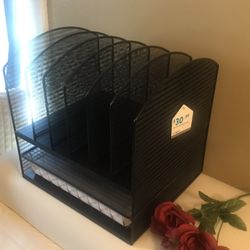 Black Metal File Organizer And Paper Holder