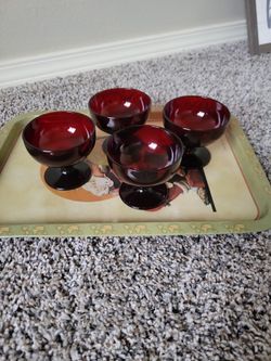 Set Of Depression Glass Dessert Cups