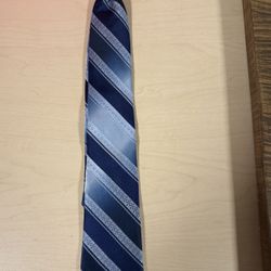 Clip-on Vintage Blue Striped Tie 