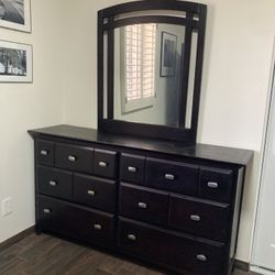 Cherry Wood Dresser With Mirror