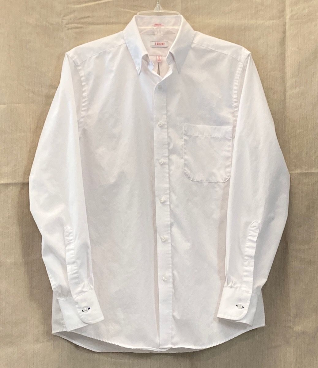 Izod men’s button front shirt Slim Fit size 15 32/33 solid white Wrinkle Free