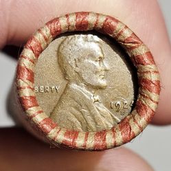1924-S/1917-S Wheat Enders on Unsearched Roll of 50 Lincoln Wheat Pennies