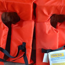 2 Adult Life Jacket Vests Flotation Vest - One Size Fits Most