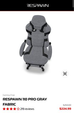 Respawn 110 Pro Gray Fabric Gaming Chair