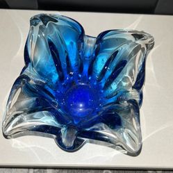Vintage Murano Glass Candy Bowl / Ashtray / Candle Holder/ Flower Decor 
