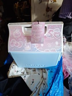 Hello Kitty 50 Anniversary Cooler,cup,and 2 Hello Kitty Ice Packs