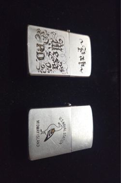 2 Vintage 1950's Zippo Lighters- US Marines,  & Authentic Local Police Department 