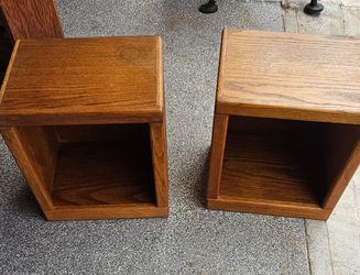 Oak side Tables Nightstand cube
