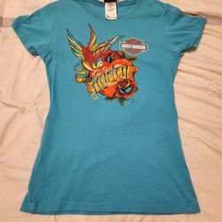 Bright blue Harley Davidson T-shirt - Size M