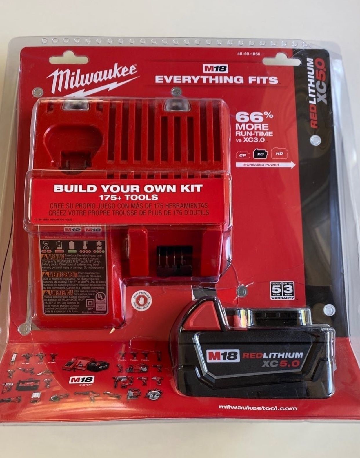 Milwaukee New Kit 5ah Battery And Charger - 18M