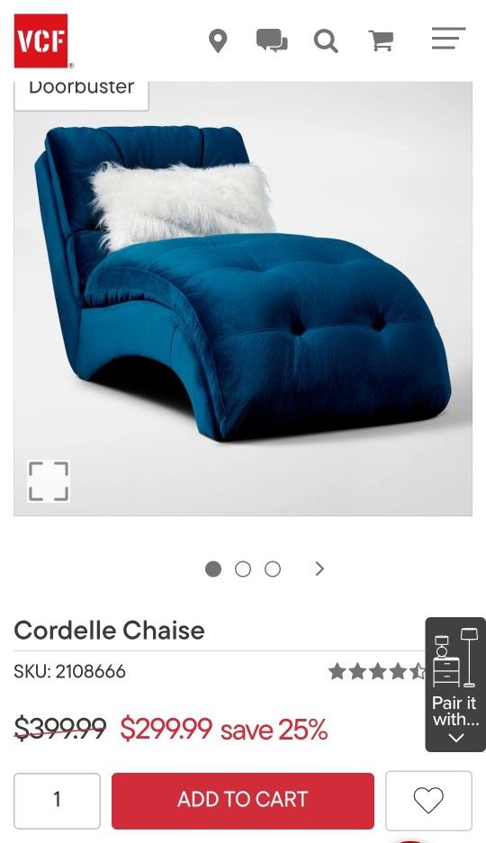 Dark Blue Lounge Chaise