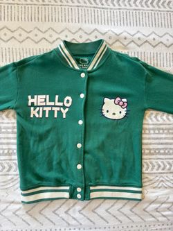 Hello Kitty Sanrio Green Varsity Bomber Jacket