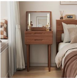 Brand new Desk/lighted vanity, chair and trash can-great  for college dorm-19 W x 15 D x  31 H)