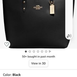 Unopened Coach  Black Leather Tote