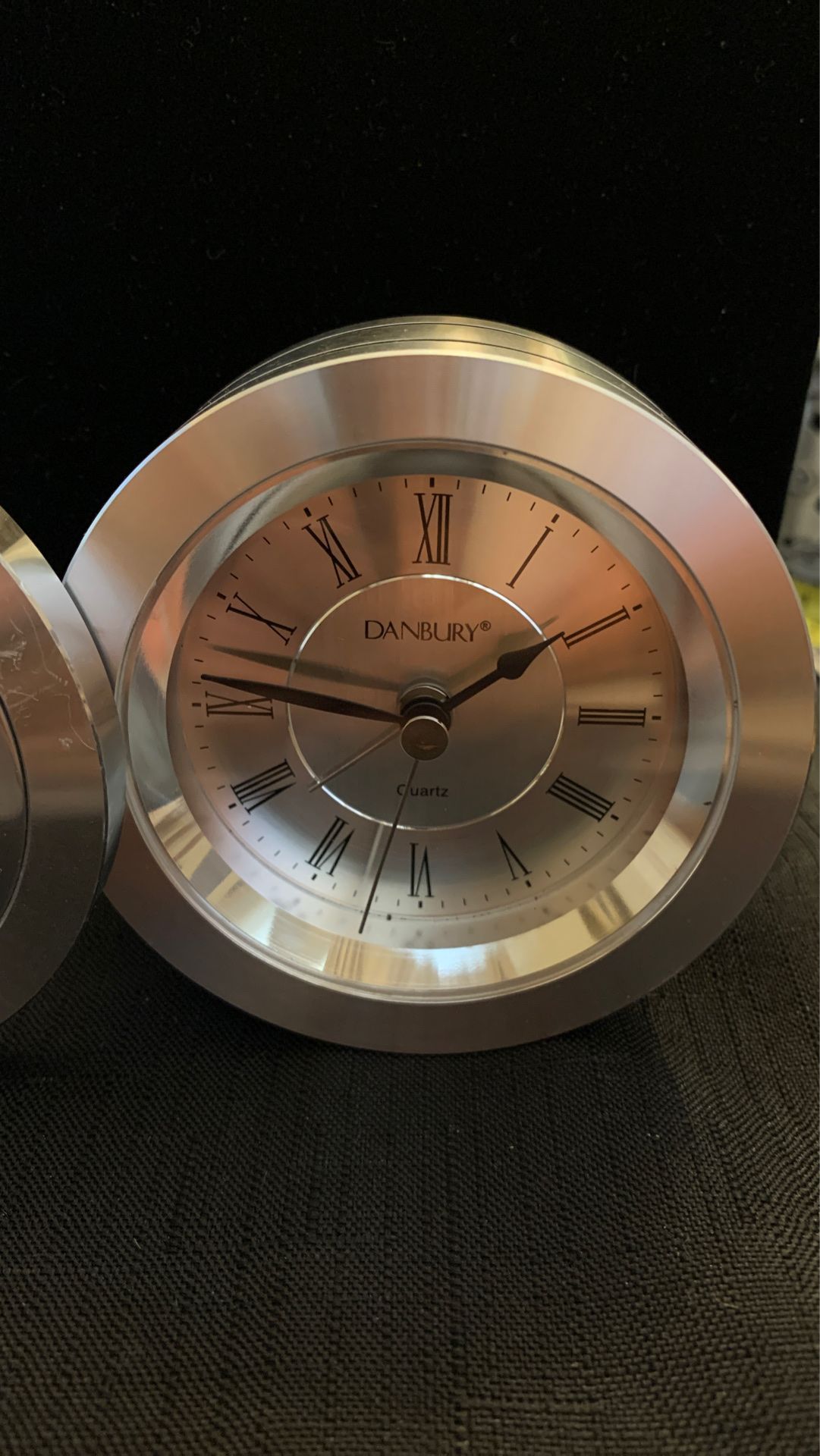 Danbury quartz silver clock