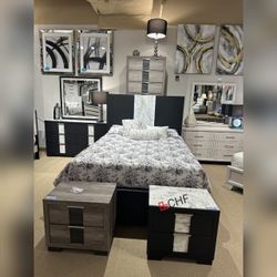 4 Piece Queen / King Size Bedroom Set ( Included Bed Frame, Dresser, Mirror ,Nightstand ) // Limited Time Offer