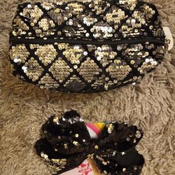 Sequin Carrying Case With Hair  Clip