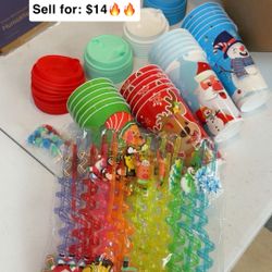 Christmas Kids Party Cup Set with Straws – Retail $35, Only $14 🔥