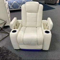 Party Time Power White Recliner