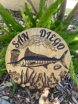 Handmade Wood Burned Fish