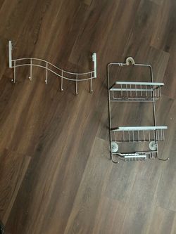 Metal Shower Caddy and Over-Door Hook Rack Set