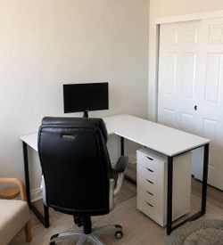 Modern Office Desk (white/black) L-Shape