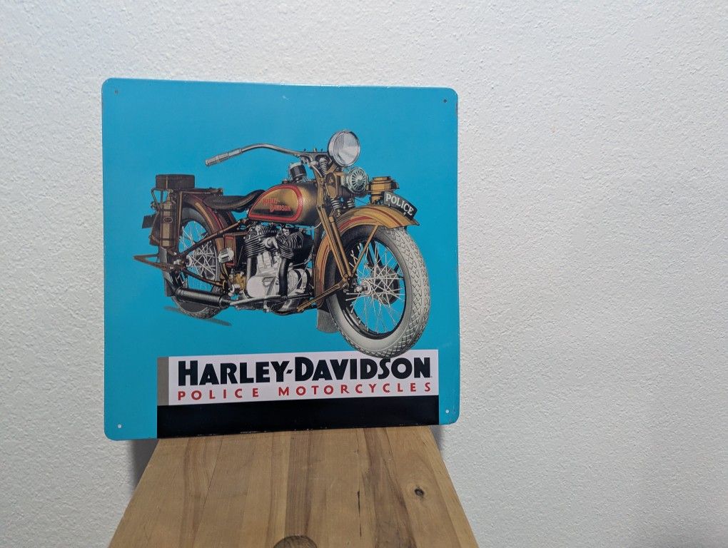 Harley-Davidson Police Motorcycles Ande Rooney 2001 Metal Sign Approx 13”x13”!