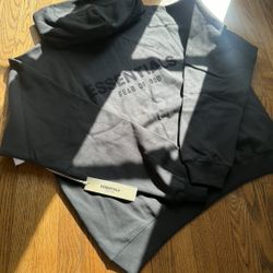 New Men Size LARGE Fear of God Essentials Fleece Hoodie 'Black'