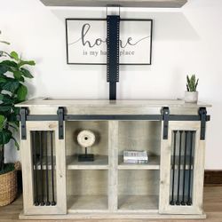 Custom TV Stand Cabinet Entertainment Center TV Lift Modern Rustic Farm House Barn Doors Console Handmade Restorations hardware Insp. Bookshelves 