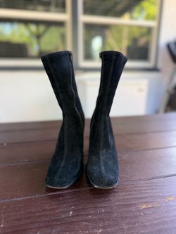 Steve Madden Black Suede Mid-Calf Block Heel Boots Women’s 6.5