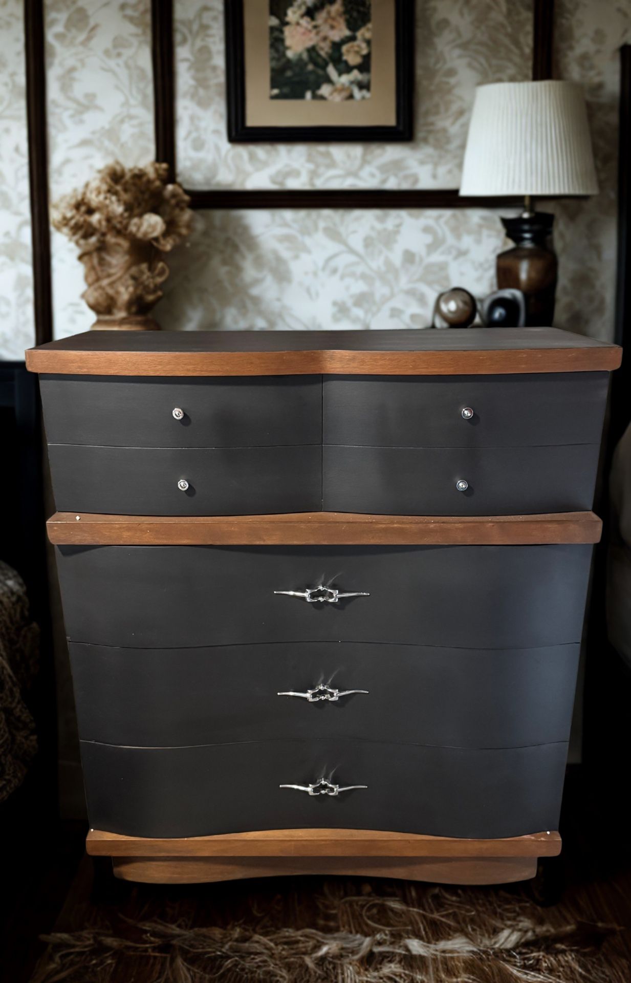 MCM Black 4 Drawer Dresser 