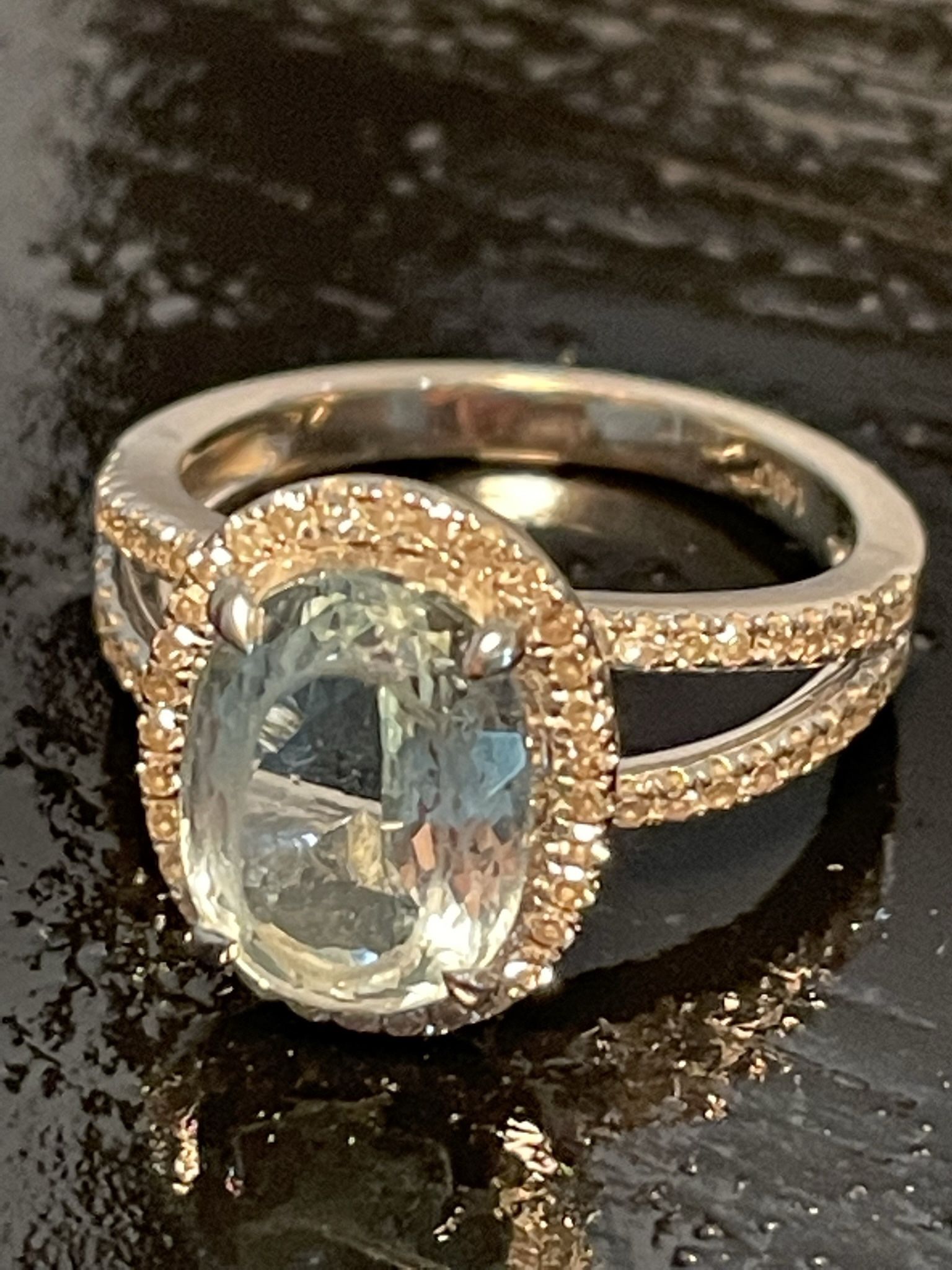 Aquamarine W/ Diamond Ring