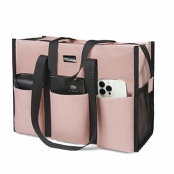 TOPDesign Utility Water Resistant Tote Bag With 13 Pockets, Zipper Closure