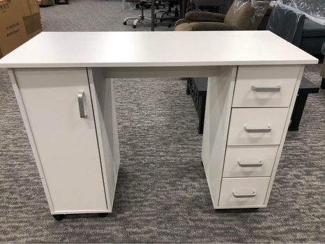Home Office Computer Desk, Table with Drawers Color: White Size:  41.73’’L 17.72'' W 31.5'' H Computer Desk,Table,White MDF Board,Drawer With Wheels