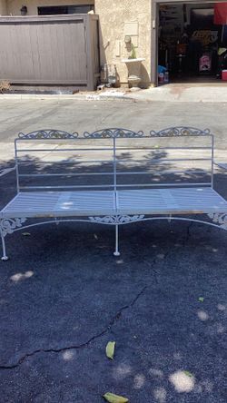 Vintage nautical style wrought iron patio bench 70 x31 and 14 inch from floor to seat