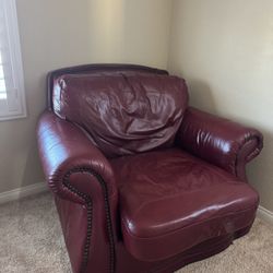 Red Real Leather Love Seat