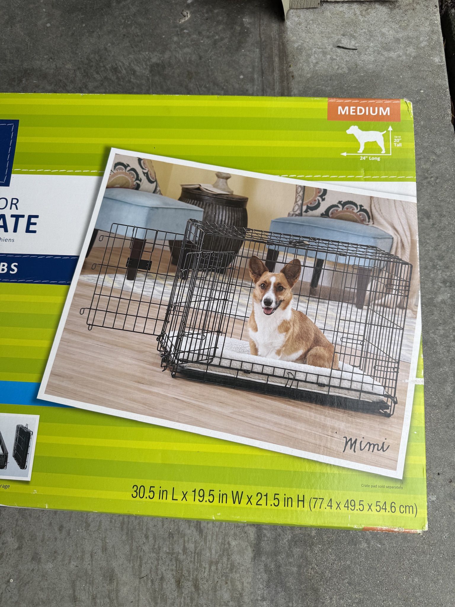 Medium 30x21x20” Double Door Dog Crate in good shape!