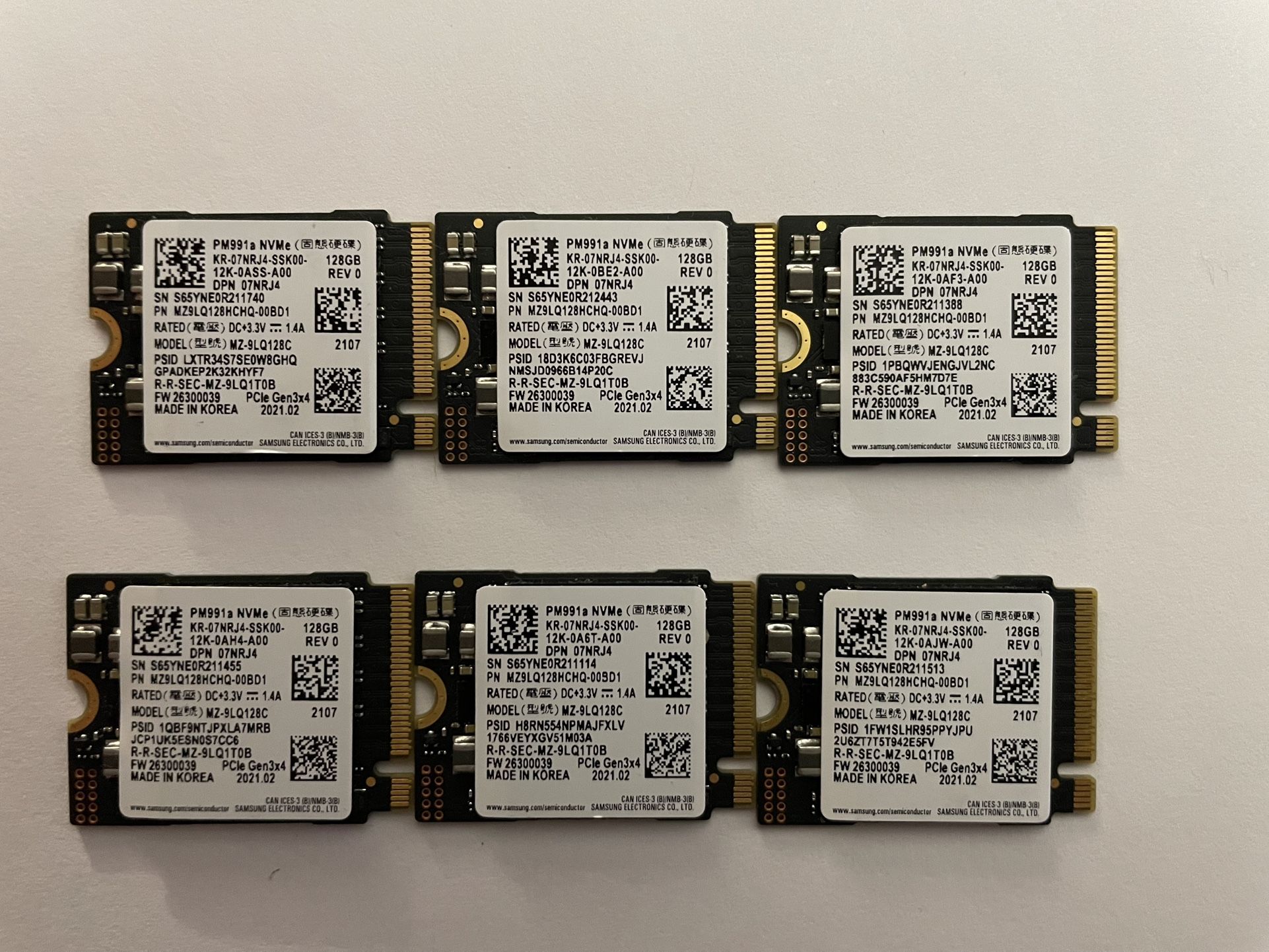 128GB Samsung OEM NVMe Solid State Drives